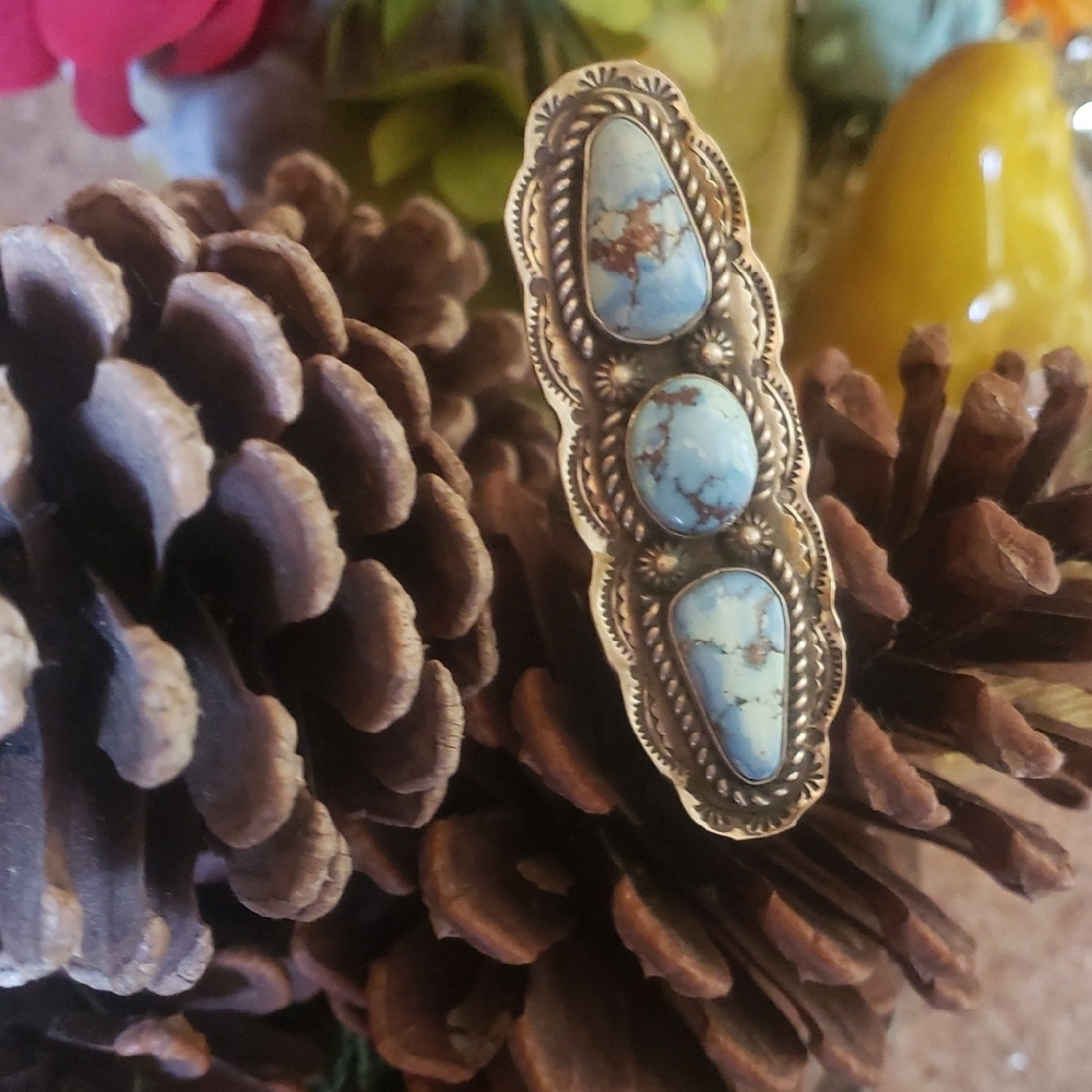 Native American Sterling Silver Ring, Adjustable.